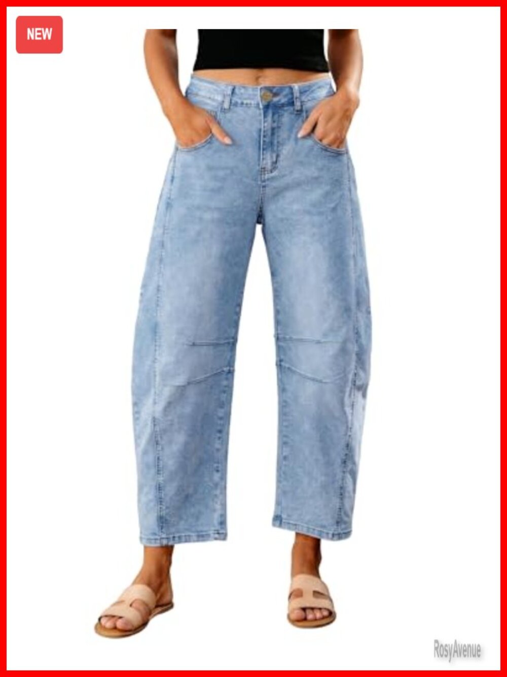 High Waist Barrel Jeans for Women Cropped Baggy Stretch Denim
